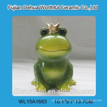 Keramik-Frosch-Sparbüchse mit Kaiserkrone